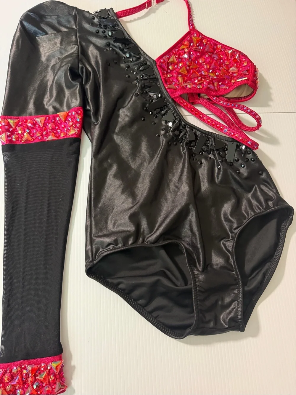 Glamour solo dance costume red black jazz Rich Girl Broadway contemporary SA  ad